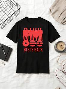 Is Back Comeback Silhouette Minimal Cotton Summer Short Sleeve T-Shirt - Black - View 6