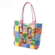Túi tote in hình các nhân vật trong phim Toy Story của Disney Pixar, túi đeo vai bằng vải canvas dung tích lớn, túi xách tay thông thường dùng cho công sở, trường học, mua sắm, du lịch, sử dụng hàng ngày và trang trí nhà cửa. - màu đen - Xem 4