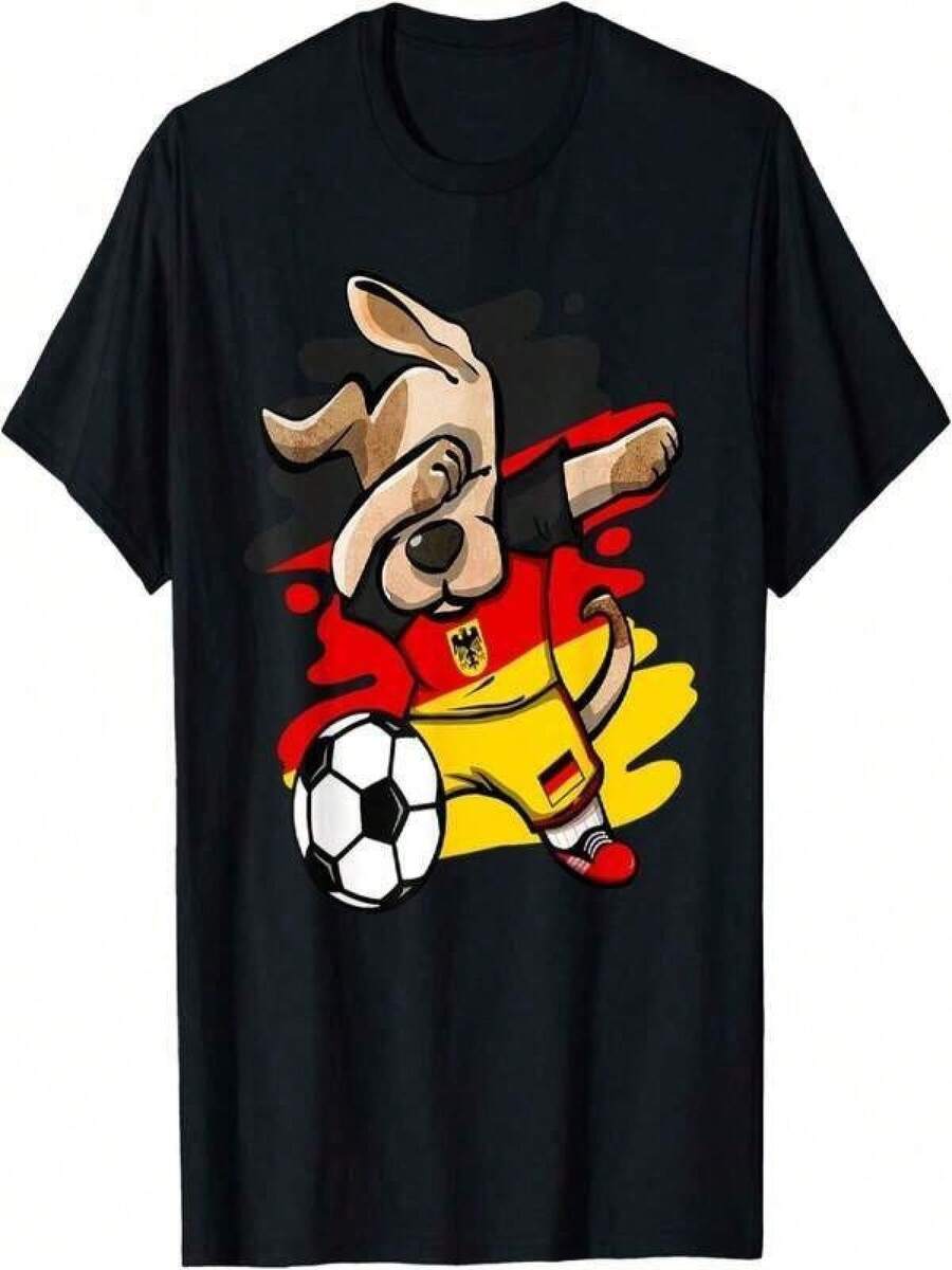 2026 World Cup Football Jersey, Summer Concert Outfit, Men's Cotton T-Shirt, Men's Summer Shirts, Festival Top, Family Matching Outfit, Dabbing Dog Germany Football Fan Jersey, Football T-Shirt With German Flag, Unisex Casual Top, Gift For Sports Fans, Classic Unisex Graphic T-Shirt, Perfect For Everyday Wear, Casual Cotton T-Shirt, Soft, Lightweight And Comfortable, Cotton Daytime Comfort, Stylish Casual Design, Ideal For Men And Women, Crew Neck T-Shirt, Fitness Top, Going Out Top, Outdoor Wear, Holiday, Graduation, Fitted, Slogan T-Shirt, Quote T-Shirt, Minimalist Graphic T-Shirt, Funny Graphic T-Shirt, Beach Party, Surfing, Picnic, Gift, Airport Outfit, Spring, Women's Summer Coordination Sets, Simple Summer Outfits, Summer Coordination Outfit, E1UC - Black - View 1