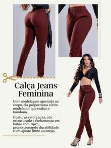 Super Luxurious Skinny Jeans With Elastane, High Waist, Butt-Lifting Pocket, Premium Fabric, Essential And Comfortable For Everyday Wear. - Rỉ Nâu - Xem 6