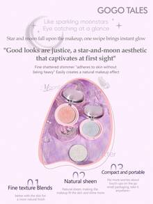GOGO TALES Solid Color Highlighter Powder, Facial Brightening Pearl Shimmer, Fine Shimmer Highlighter And Contour Palette, Starlight Shimmer Solid Color Highlighter Powder, Perfect For Beginners GOGOTALES - #03 Sea Blue - View 3