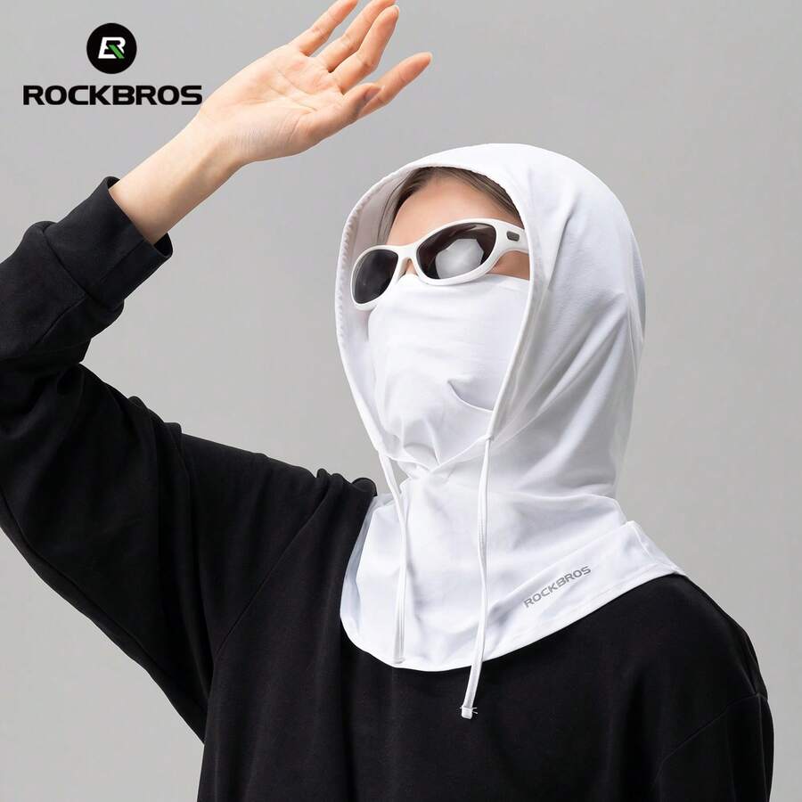 ROCKBROS 1件装夏季降温头套,帽子和面罩一体式设计,透气柔软,男女通用防晒帽,适合骑行、钓鱼、徒步、通勤等场合,实用户外旅行配件 - 白色 - 查看 1