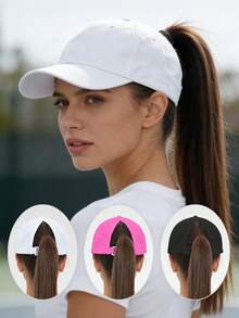1pc Adjustable Ponytail Baseball Cap For Women - Solid Color/Leopard/Butterfly/Ombre, Outdoor Golf Daily Sun Protection Casual Hat, Spring/Summer,Beach,Travel - Ponytail Baseball Cap - View 9