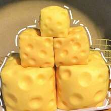 Jumbo Realistic Cheese Squeeze Toy, Slow Rebound Moldable Squishy Fidget Toy, Soft Sticky Texture Handheld Decompression Ball, Shapeable Fake Food Sensory Relaxation Gadget, Portable Hand Kneading Stress Relief Desk Decor, Funny Novelty Gag Gift For Birthday, Holiday & Party Favors, Ideal Indoor Office Classroom Leisure Toy, Anti-Anxiety Calming Squishy Play Toy For Kids, Teens And Adults Daily Emotional Relief & Relaxation - 方塊 - 查看 2