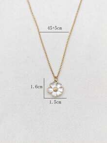 1 chiếc dây chuyền mặt hình hoa hồng và hoa trà bằng thép không gỉ, mạ vàng 18K, kiểu dáng bất đối xứng, trang sức thanh lịch dành cho nữ. - Vàng - Xem 5