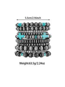 10pcs Multi-Layer Tennis Chain, Beaded Cross Bracelet Mixed Set, Vintage Elastic Wrist Chain Jewelry, Suitable For Daily, Commute And Holiday Wear - Multicolor - View 4