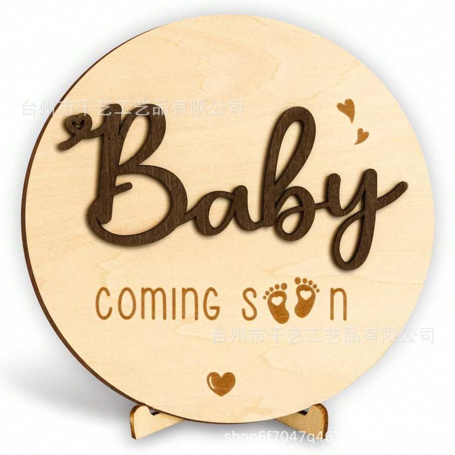 1张婴儿成长月份卡片木质标签双面日历孕期记录卡木质孕期倒计时记录牌婴儿100天拍照道具墙挂装饰新生儿礼盒满月一周岁生日派对装饰温馨客厅装饰摆件记录婴儿成长和拍照 - 彩色 - 查看 1