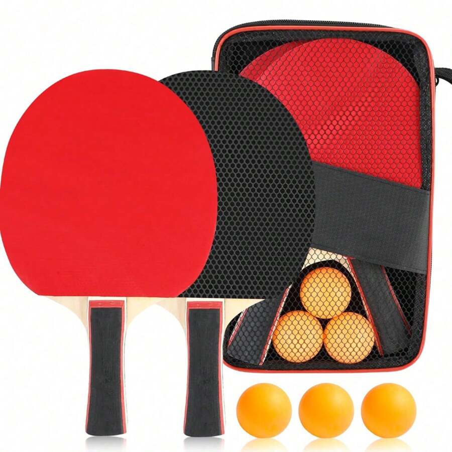 Tischtennis-Set Mit 2 Schlägern, 3 Bällen & Aufbewahrungstasche – Für Spieler Aller Level, Ideal Für Zuhause, Fitnessstudio & Verein, Praktisch & Komplett - A - Übersicht 1