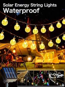 100 piezas Luces solares de jardín con bola de cristal LED, 8 modos de iluminación - Cálido & Colorido, Perfecto para jardín, decoración de jardinería de patio y decoración de fiesta de vacaciones, Luces solares de jardín IP44, Decoración esencial de jardín al aire libre Decoración de Halloween - A - Ver 4