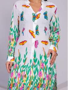 Chemise indiana Estampada De Mangas Longas - Branco - Visão 7