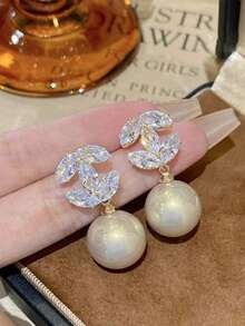 1 Pair  Gold Plated Copper Elegant & Cute Earrings, Suitable For Daily Wear, Dates And Gatherings, Double C-Shaped Earrings, Elegant And Adorable - 優雅字母耳環 - 查看 2