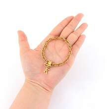 1 pieza Pulsera clásica de mujer de acero inoxidable chapada en oro con cadena en forma de corazón y cierre con letra - acero inoxidable dorado - Ver 3