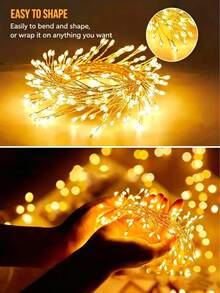 1pc 300LED/200LED/100LED Solar String Lights, Solar Fairy Lights, Outdoor Star Lights, Solar LED Lights, Outdoor String Lights, Outdoor Fairy Lights, LED Solar Lights, Solar Powered, IP44 Waterproof, 8 Lighting Modes, Suitable For Yard, Garden, Patio, Path, Party, Wedding, Lawn, Fence, Holiday, Event - Multicolor - View 8