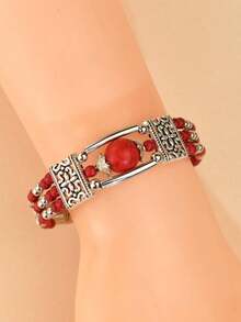 1 chiếc vòng tay ngọc lam kiểu Bohemian cổ điển - Màu đỏ mới - Xem 2