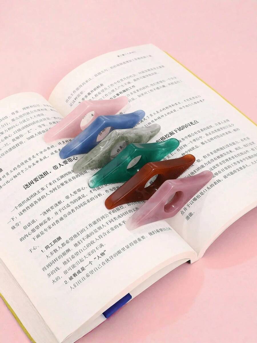5pcs Thumb-Sized Book Support Holder, Page Holder, School Supplies, Reading Aid, Student Book Accessories, Page Unfolder, Convenient Bookmarks, School Supplies, Back-To-School Season. - Multicolor - View 1