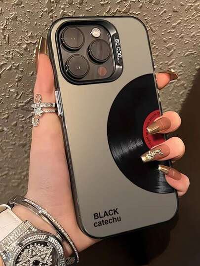 Vintage Record CD Black & Silver Phone Case, Retro Nostalgic Style, Compatible With Apple 17/17 Air/17 Pro/17 Pro Max, 16/16 Pro/16 Plus/16 Pro Max, 15 Pro Max, 15 Pro, 15, 14 Pro Max, 14 Pro, 14, 13 Pro Max, 13 Pro, 13, 12 Pro Max, 12 Pro, 12/15/15 Pro Max