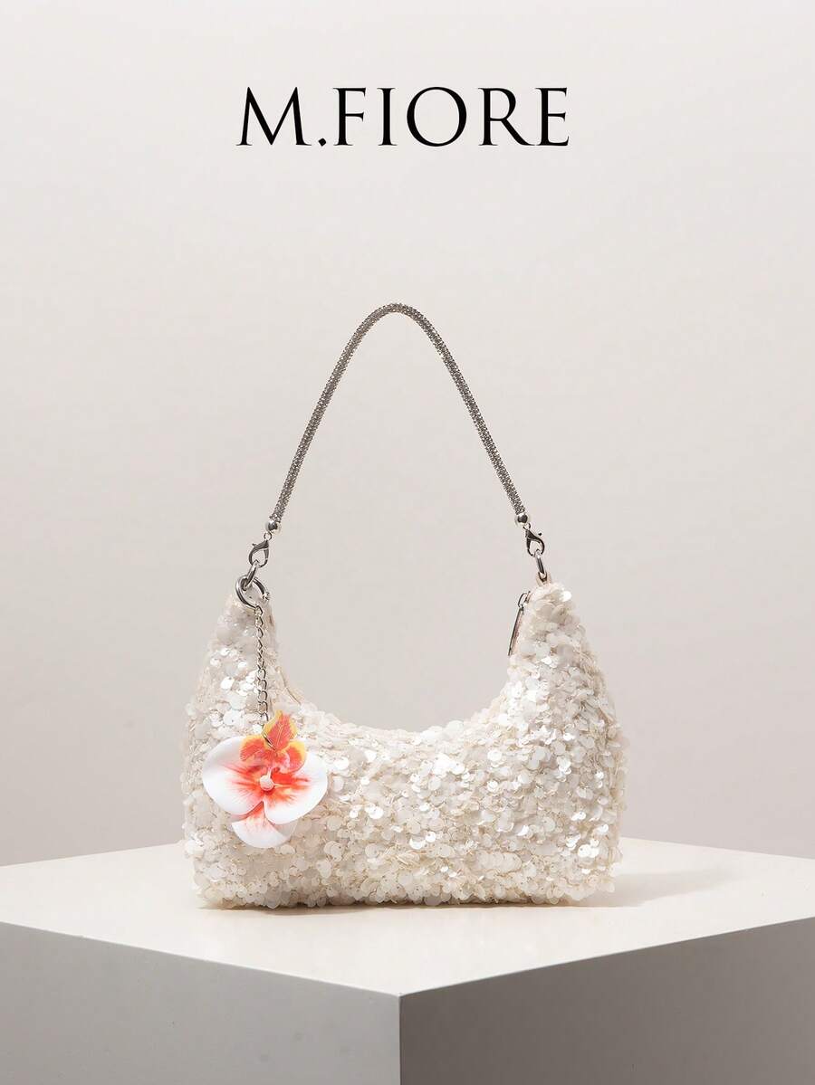 Sequin Shoulder Bag, Bag Accessory, Elegant Ladies Wallet, Party Dress, Dance Accessory, Wedding Supplies, Gift For Women (Random Pattern) - Beige - View 1