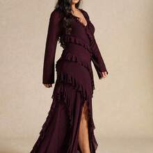 Plus Size Long Sleeve Dress, Romantic Sweet Ruffle Autumn Dress For Dating, Travel, Beach Outfit For Women,Dresses For Woman,Wedding Guest Dress Women,Plus Size Woman Dresses,Dresses For Ladies Summer,Party Dresses For Women,Cozy Fall & Winter Styles,Prom Dress,Winter Outfit For Women,Evening Dresses For Women,Plus Size Women Clothes,Formal Dress,Valentine's Day,Valentine Outfits For Women - verde menta - Ver 6