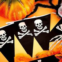20pcs/10m Pirate Flag | Pirate Birthday Party Decoration Pirate Skull Flag Pirate Ship Triangle Flag Decoration | Pirate Party Celebration Decoration - Multicolor - View 8