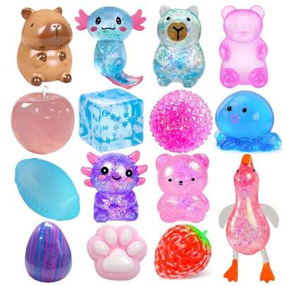 BANMASUN Stress Relief Squeeze Toy, Filled With Malt Sugar For Slow Rebound Tactile Sensory Stress Relief, Soft Dough-Like Texture To Relieve Anxiety, Cute Animal Shapes, Suitable For Teens And Adults, Party Favor Game To Liven Up The Atmosphere, Great Gift For Classmates And Students