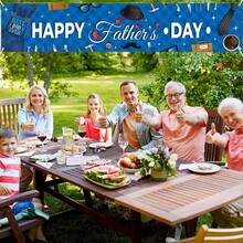 1Pc Happy Father's Day Banner - Blue Happy Fathers Day Yard Banner | Happy Fathers Day Decorations For Party | Happy Father's Day Backdrop For Father's Day Party Decorations, Waterproof, Durable And Wear-Resistant, Washable, Best Choice For Celebrating Holidays Or Events, For Indoor Or Outdoor Use, Front Patio, Lawn, Garden, Porch, Fence, Celebrations, Ideal For Father's Day  Decorations - 樣式 2 - 查看 3