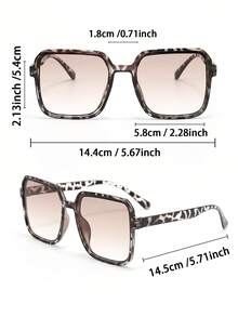 4pcs Women's Eyeglasses Set, Oversized Frames, Black Leopard Print, Brown Plastic Fashion Glasses, Sports Style Frames, Suitable For Outdoor, Summer Beach, Travel, Party And Other Occasions - 4pcs Black Leopard Tea Powder - View 6