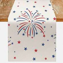 1pc 4th Of July Star Spangled Table Runner, Suitable For Indoor/Outdoor Home Party Decor, Independence Day Holiday Kitchen Tabletop Decoration - Multicolor - View 6