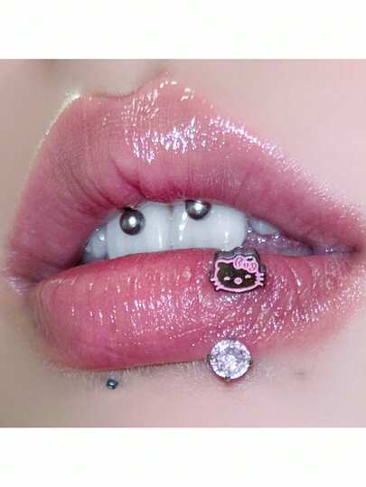 SANRIO 1/3pcs Authentic Hello Kitty Lip Ring Earrings, Suitable For Daily Wear, Party Styling, Personal Style Creation, Also A Special Gift For Friends