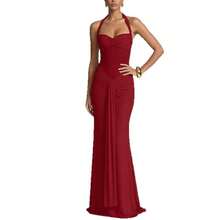 Burgundy Halter Neck Mermaid Maxi Dress, Ruched Tie Waist & Bodycon Silhouette For Formal Evening PartyBreathable - Burgundy - View 6