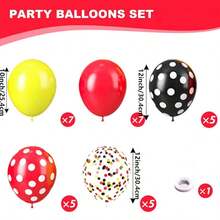 30pcs Red Yellow Black Balloon Set, With Colorful Confetti Balloons And 1 Roll Of Balloon Ribbon, Suitable For Bridal Shower, Cartoon Birthday Party, Carnival Party Decorations - Balloon Set - View 3