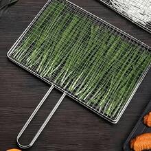1pc Heavy Duty Stainless Steel/Carbon Steel Barbecue Tongs With Multilayer Rectangular Grid And Heat-Resistant Handle, Suitable For Securing Vegetables, Meat And Fish, Ideal For Home And Commercial Kitchen, Outdoor Grilling Accessory - A - View 7
