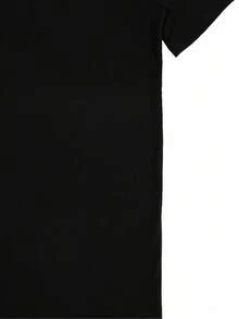Camiseta Casual de Manga Corta y Cuello Redondo para Hombre con Estampado de Rey de Ajedrez Negro - Negro - Ver 4