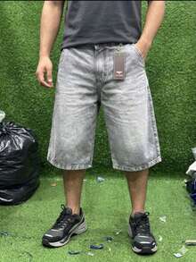 CHEN Men's Capri Jeans With Button Pocket And Zipper Details, Slightly Stretchy. - Light Grey - View 9