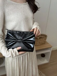 Hàng mới về, chất lượng cao, thiết kế độc đáo, thời trang với nơ xinh xắn, dung tích lớn, kiểu dáng casual. - màu đen - Xem 3