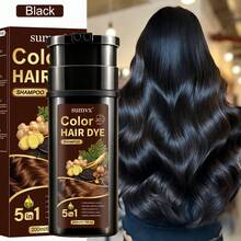 5-In-1 Ginger & Ginseng Hair Dye Shampoo, Plant-Based Ingredients, Moisturizing & Hydrating, Makes Hair Smooth & Shiny, Gentle Dyeing, Low Irritation, Covers Gray Hair, Suitable For All Hair Types - Multicolor - View 13