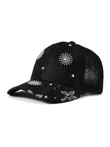 1pc Pink Lace Rhinestone Flower Baseball Cap, Breathable Mesh Adjustable Visor Hat, Sweet Luxurious Versatile Sun Hat, Summer Outing & Commute UV Protection Girlish Accessory - Baseball Cap - View 16