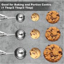 1/3-Piece Stainless Steel Ice Cream Scoop Set, Trigger Release Cookie Dough Scoops, Small/Medium/Large Size For Baking, Cupcakes & Frozen Desserts - Multicolor - View 4