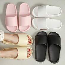 1Pair-Unisex Solid Color Open Toe Sandals, Minimalist EVA House Slippers. Soft Thick Non-Slip Sole, Odor Resistant & Quiet Walking. Lightweight Cushioned Shower Shoes, Flexible Durable, Suitable For Indoor Outdoor Daily Wear,The Perfect Gift. - A - View 1