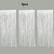 3入白色門飾鋁箔背景簾，亮白色金屬質感亮片鋁箔簾，3.3x6.6英尺，生日裝飾拍照亭背景道具，新娘派對慶祝派對背景，婚禮、迎新派對、節日慶典派對小物 - 查看 11