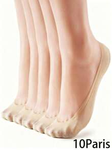 5 đôi tất nữ màu nude, mỏng, bằng nylon, không lộ cổ chân, chống trơn trượt, phù hợp cho cả công sở và thường ngày, có thể phối với nhiều loại giày như giày bệt, giày cao gót, giày lười và giày thể thao, rất thích hợp cho đi làm, mua sắm, đi bộ, dự tiệc và mặc ở nhà hàng ngày. Quà tặng Ngày của Mẹ. - Màu be - Xem 7