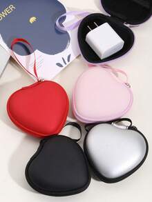 3D Heart EVA Storage Bag Portable Zipper Case For Charger Data Cable Earphone Organizer Pouch - Multicolor - View 1