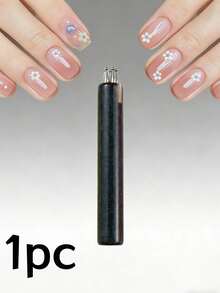 1pc Multi-Color Nail Art Dotting Pen, Magnetic Nail Dotting Pen, 5-Petal Flower Nail Art Dotting Pen, 3D Flower Pattern Magnetic Nail Stick, Nail Art Dotting Pen, Acrylic Round Shiny Handle, Cat Eye & Fancy Nail Art Tool, Designed For Nail Art Enthusiasts, Suitable For Home DIY And Nail Salon - Multicolor - View 10