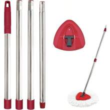 1Set Spin Mop Handle And Base, 4-Section 30 To 58 Inch Adjustable Stainless Steel Mop Stick Pole Replacement, Cleaning Essentials Apartment Friendly - Mop Handle With 1 Tank Base - View 2