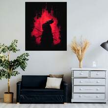 Cuadro plano 2D, 1 pieza de arte plano 2D sin marco sobre lienzo con una silueta misteriosa de samurái en luz roja y sombra, disponible en varios s: 12X18, 16X24, 24X36 pulgadas. Es un regalo decorativo perfecto para salas de estar y dormitorios. - Enmarcado - Ver 5