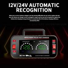 12V And 24V Smart Universal Battery Charger With LCD Display, Intelligent Maintenance, Temperature Compensation, Overcharge And Short Circuit Protection, Suitable For Intelligent Trickle Charging Maintenance Of Batteries In Cars, SUVs, Trucks, Yachts, And Motorcycles. - US B Type Plug(110-127V) - View 7