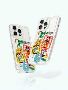 1pc New High Air Cushion Reinforced Anti-Drop Phone Case, Officially Licensed Disney Mickey Mouse, Minnie Mouse, Daisy Duck, Chip & Dale Cartoon Style Pattern, Thick Protective Cover Compatible With Apple IPhone 17 Pro Max/Air, 16, 11/12/13/14 Plus, XR, 15 Pro Max - Clear - View 3