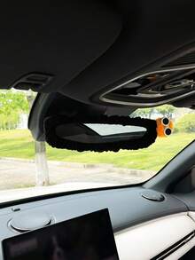 Cubierta de espejo retrovisor de coche con pompones lindos y divertidos, decoración universal de espejo interior, accesorio de coche de dibujos animados - A - Ver 15