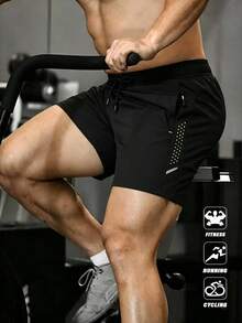Men's Outdoor Sports Breathable Fitness Shorts Casual Fashion MinimalistBermuda Shorts - Black - View 1