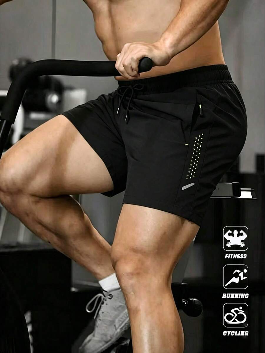 Men's Outdoor Sports Breathable Fitness Shorts Casual Fashion MinimalistBermuda Shorts - Black - View 1