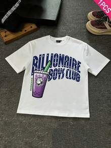 Boys & Teens' Casual Graphic Print Round Neck Short Sleeve T-Shirt, Summer Top - 白色3 - 查看 2